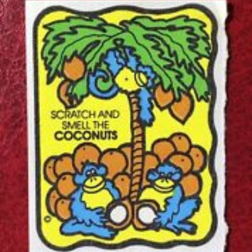 Vintage Mello Smello Coconuts Sticker Scented Rare